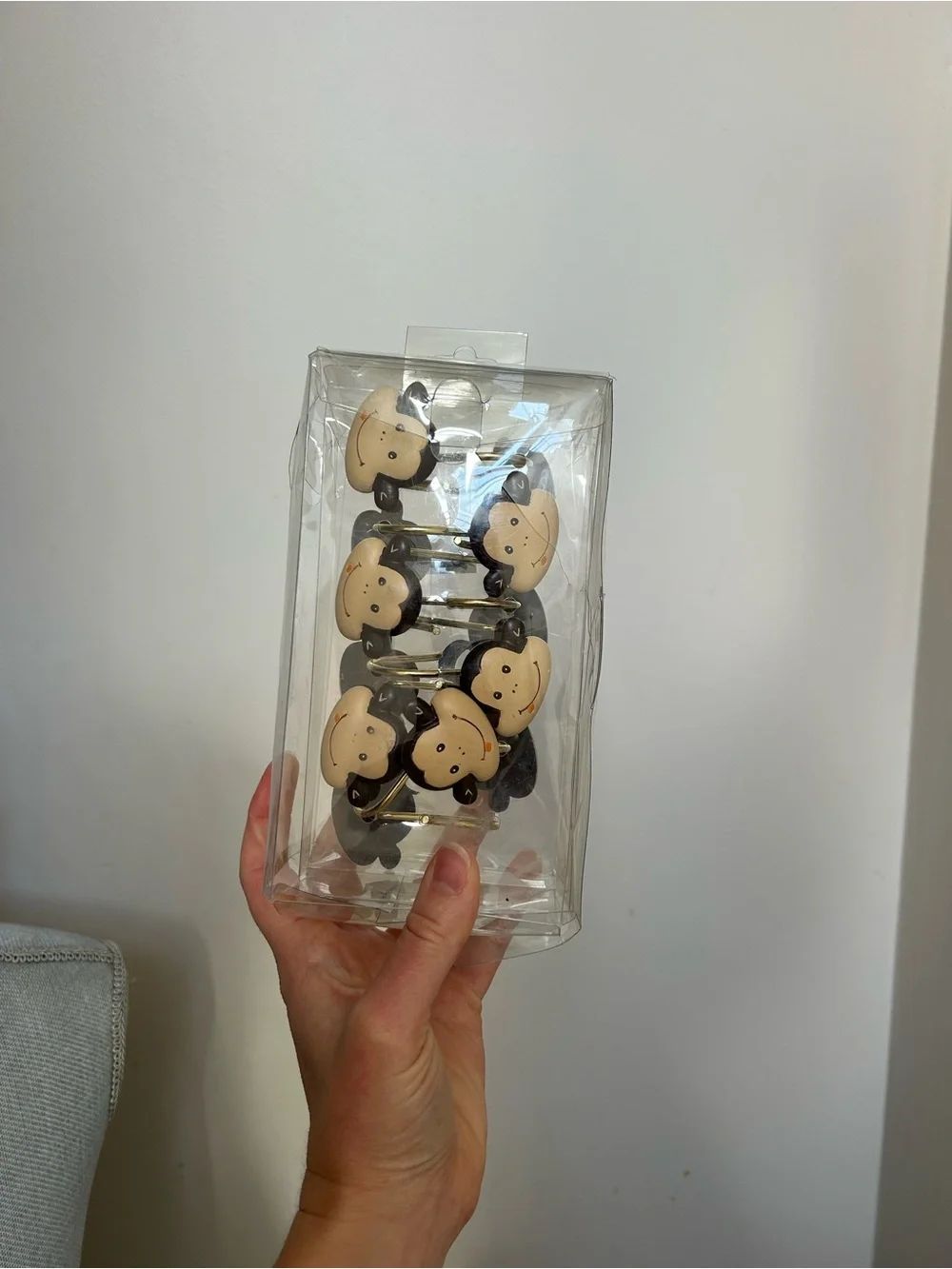 Y2K Cute Monkey Shower Hooks Bobby Jack style Beige and Brown